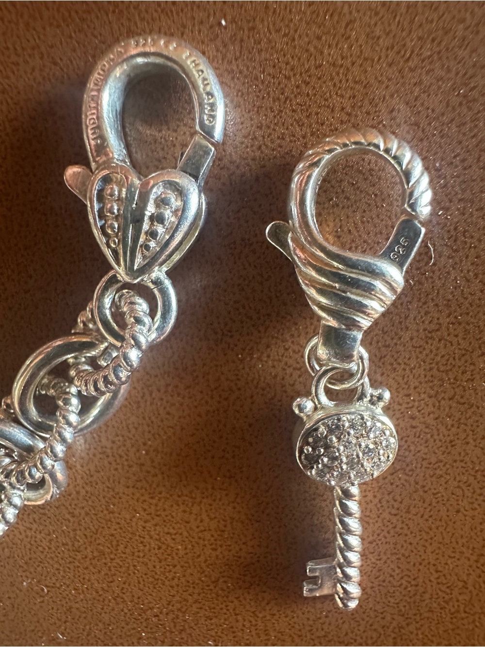 Judith Ripka 925 Silver Oval Link Heart Lock Detachable Key Necklace 20β - Picture 9 of 11